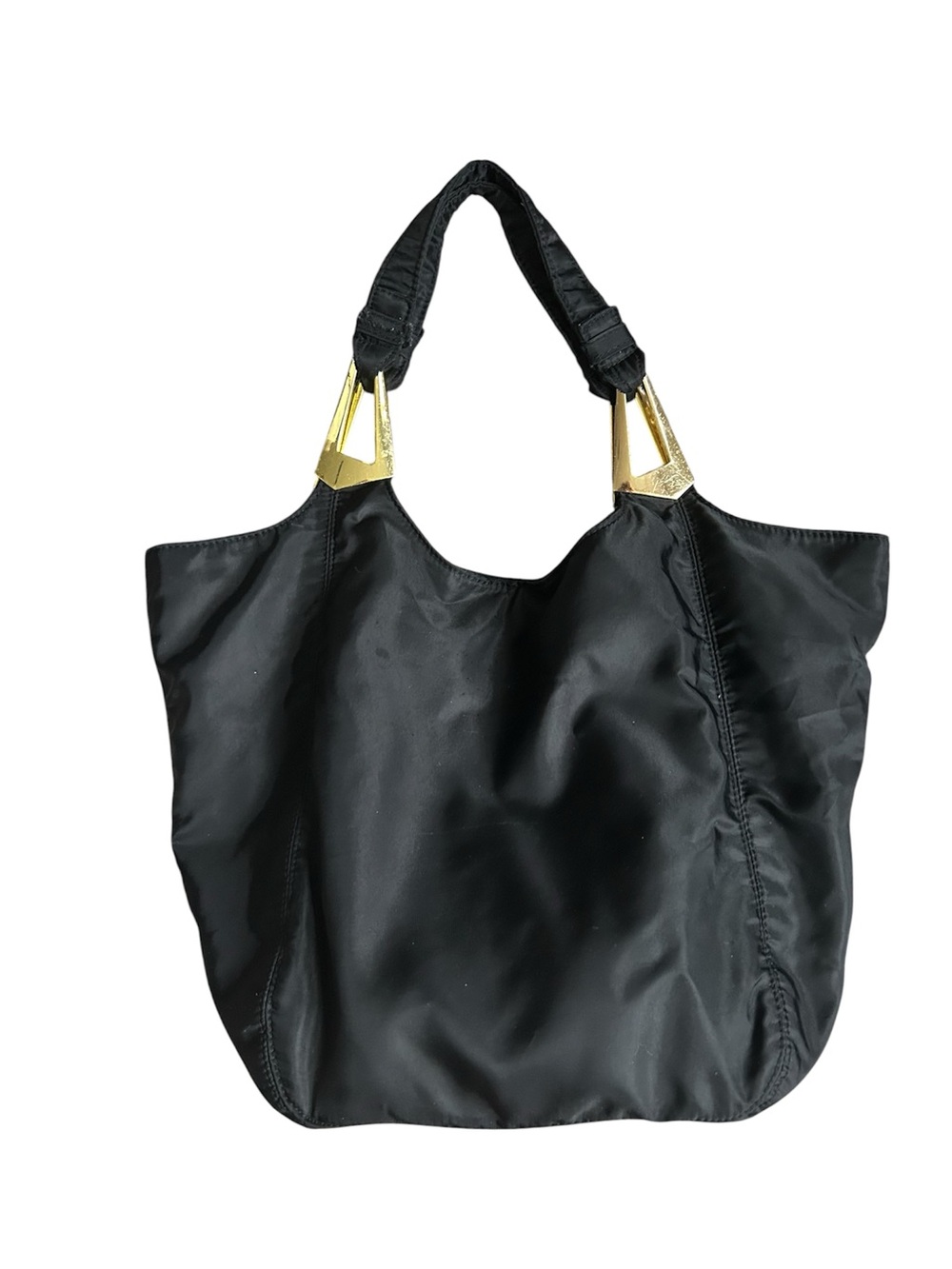 Braciano Black Shoulder  Tote with Bright Gold
